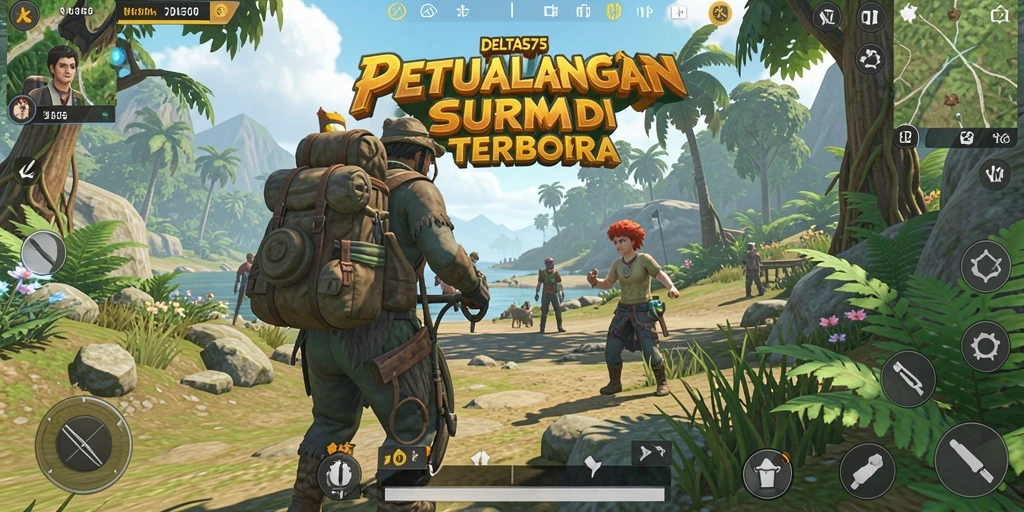 Tangkapan layar dari gameplay DELTA575 yang menampilkan dunia terbuka yang luas.