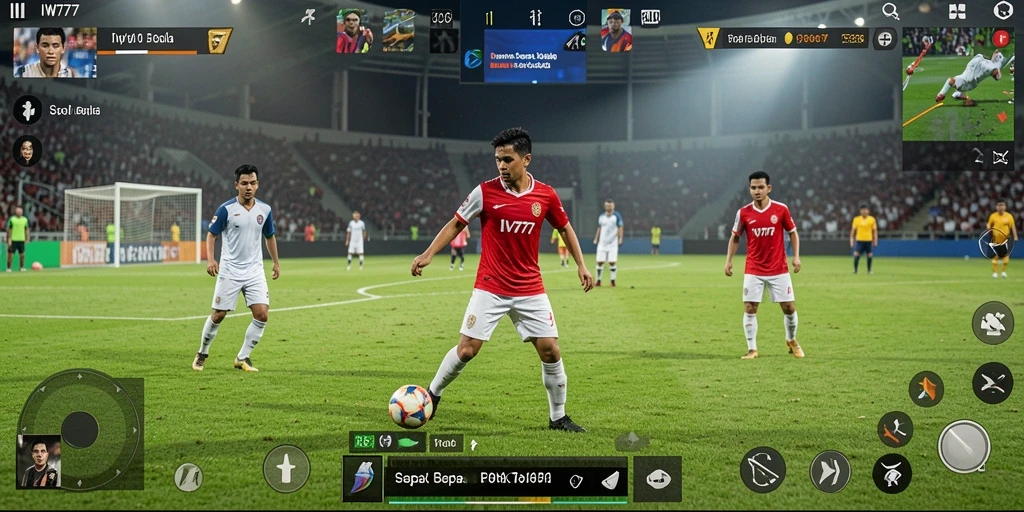 Tampilan gameplay IW777 yang menegangkan dan mendebarkan dalam aksi sepak bola.