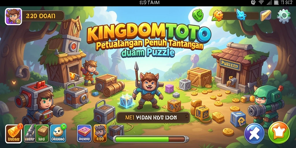 Screenshot KINGDOMTOTO menunjukkan gameplay seru dalam menyelesaikan puzzle.