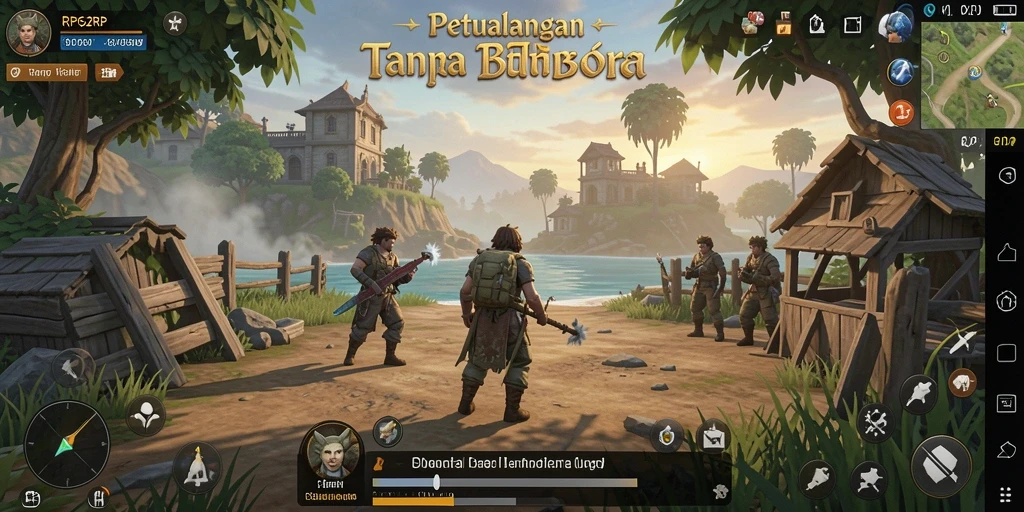 Screenshot menunjukkan gameplay RP62RP di lingkungan dunia terbuka.